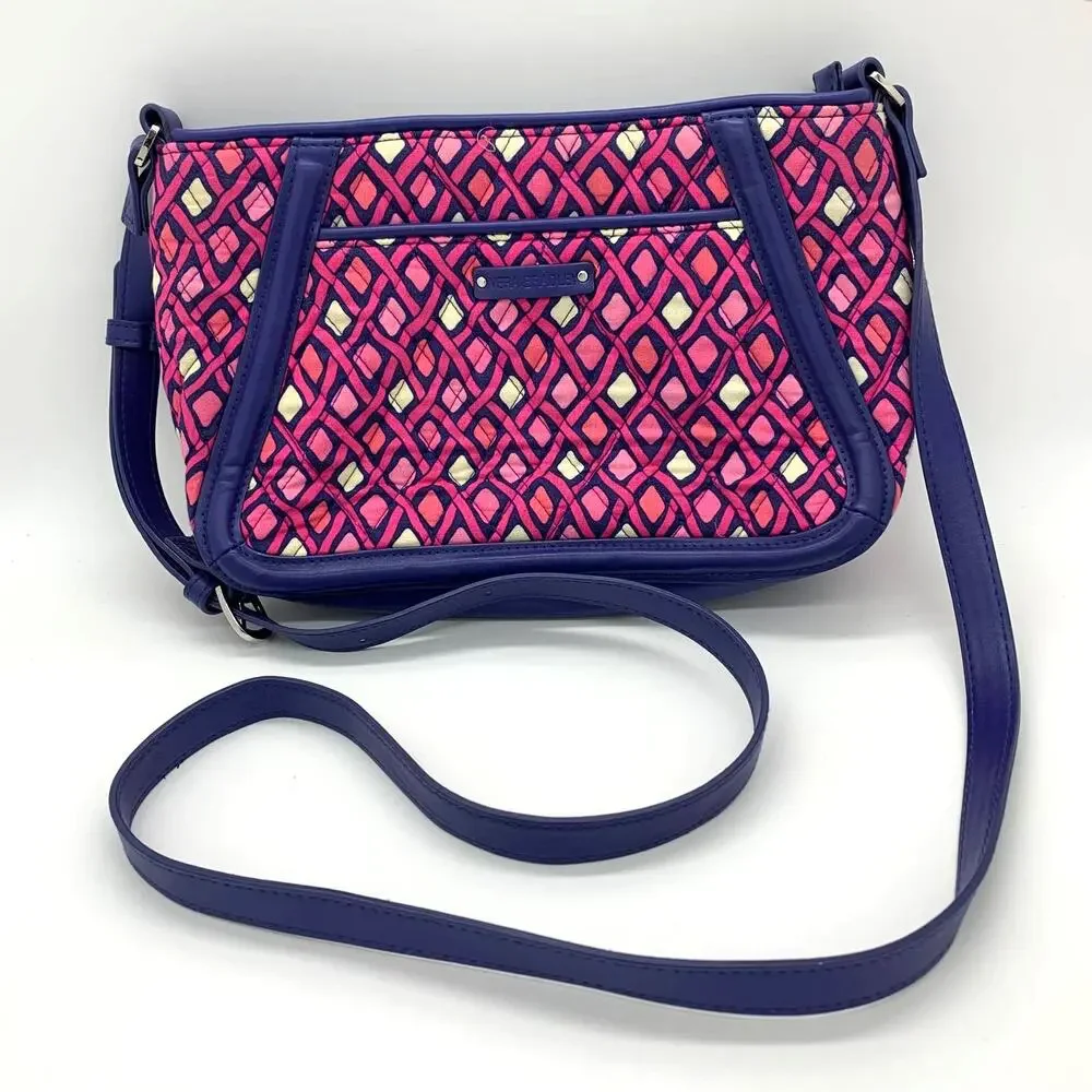 Vera Bradley Trimmed Trapeze Crossbody Bag Katalina Pink Diamonds Retired Boho